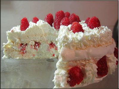 laforchettamagica.com - Torta di meringa panna e lamponi