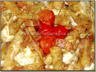 Sedanini con pancetta gratinati