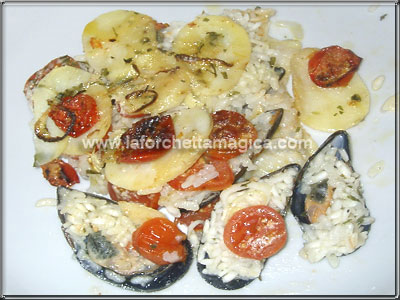 Teglia di riso patate e cozze