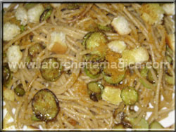 Spaghetti integrali con bottarga e zucchine