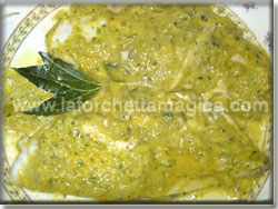 Orata con salsa di zucchine e porri